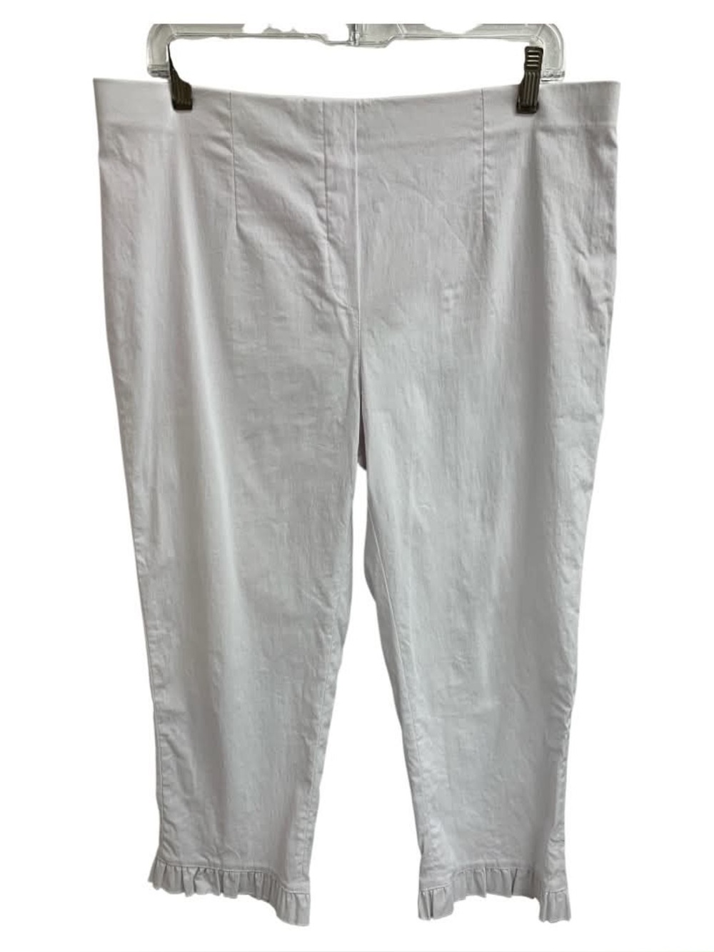 Lior White Ruffle Hem Pull-On Crop Pants Size L